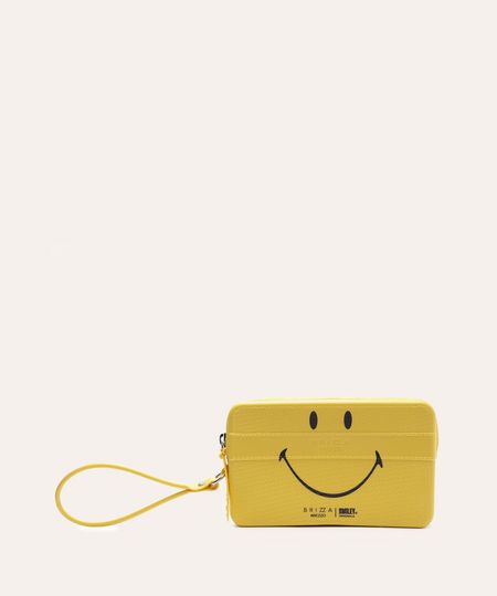 clutch com alça de mão brizza smiley amarelo UNICO