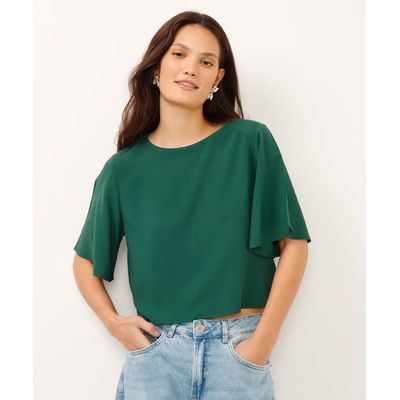 camiseta básica de viscose manga curta verde