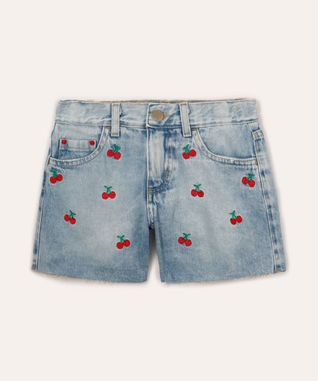 short mom jeans infantil cerejas azul 4 short mom jeans infantil cerejas azul 4