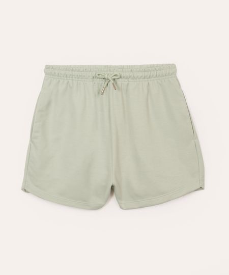 short de moletom juvenil cós com elástico e bolsos verde 10