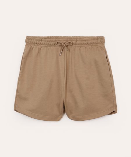 short de moletom juvenil cós com elástico e bolsos bege 12