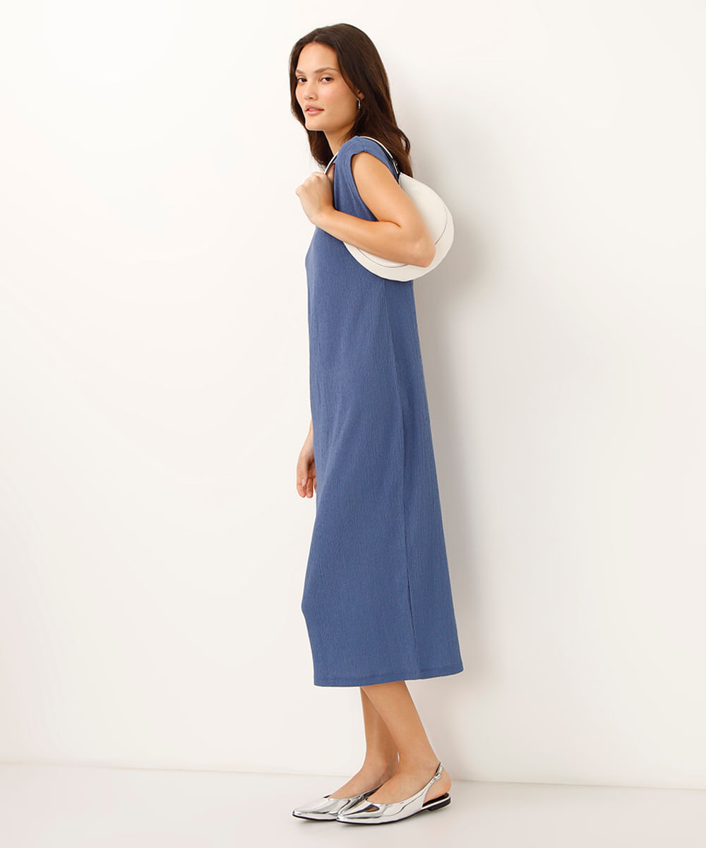 vestido midi muscle tee texturizado azul