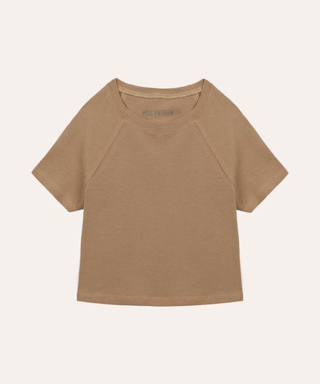 cropped de algodão juvenil manga raglan bege 12