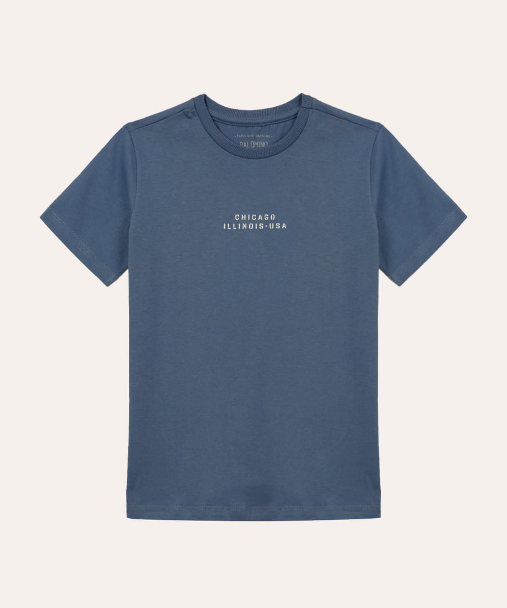 camiseta de algodão infantil manga curta chicago azul