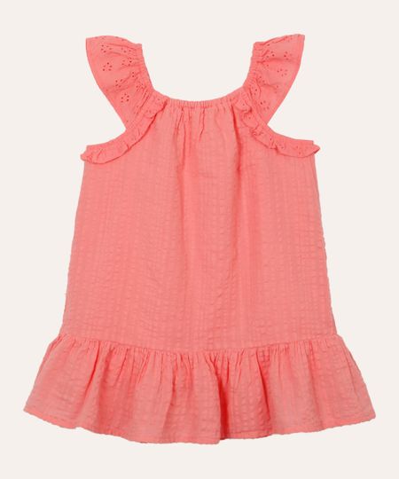 vestido midi infantil manga laise listrado rosa 18-24