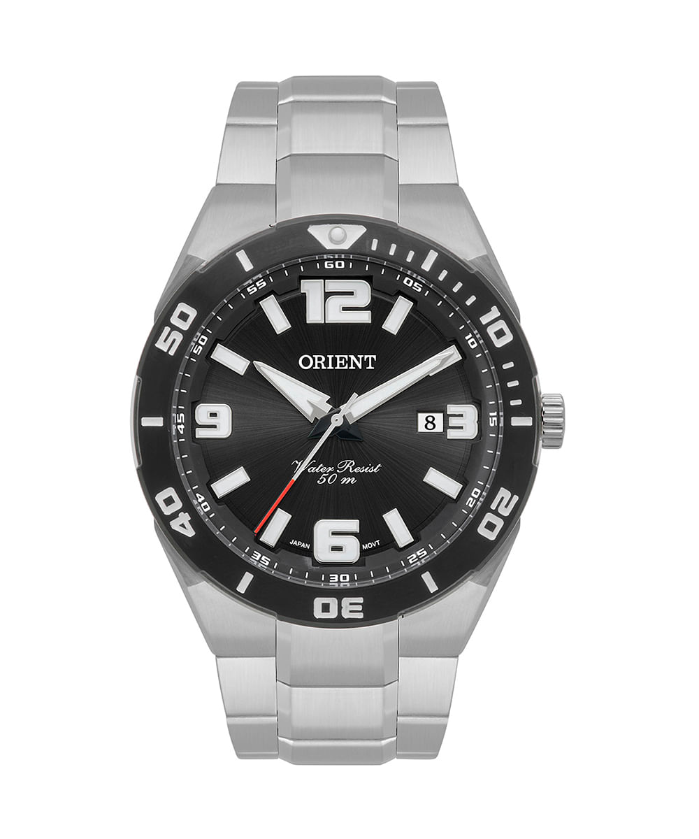 relógio orient mbss1476 p2sx analógico-calendário prateado