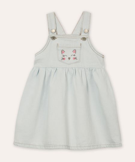 salopete jeans infantil gatinho azul 1