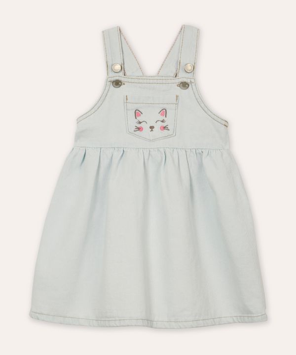 salopete jeans infantil gatinho azul 3