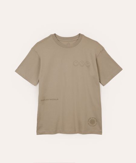camiseta de algodão juvenil manga curta smileyworld bege 14