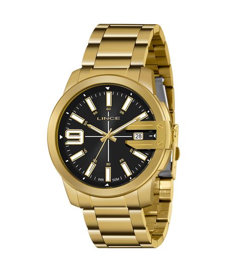 relógio lince mrg4708l p2kx analógico-calendário dourado UNICO