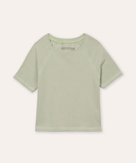 cropped de algodão juvenil manga raglan verde 12
