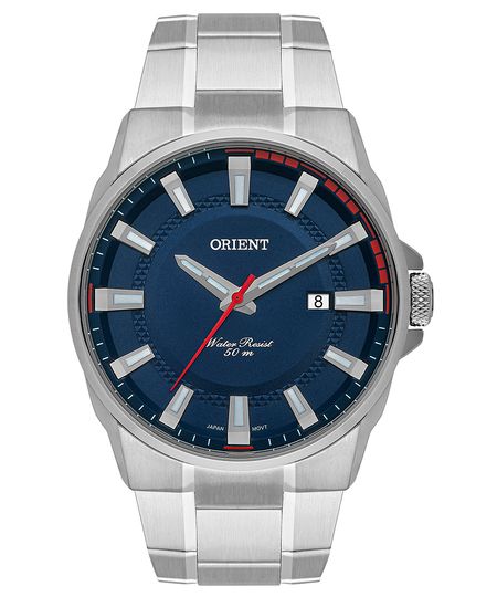 relógio orient mbss1369 d1sx analógico-calendário prateado UNICO