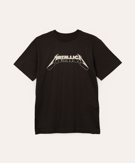 camiseta de algodão juvenil manga curta metallica cinza 10