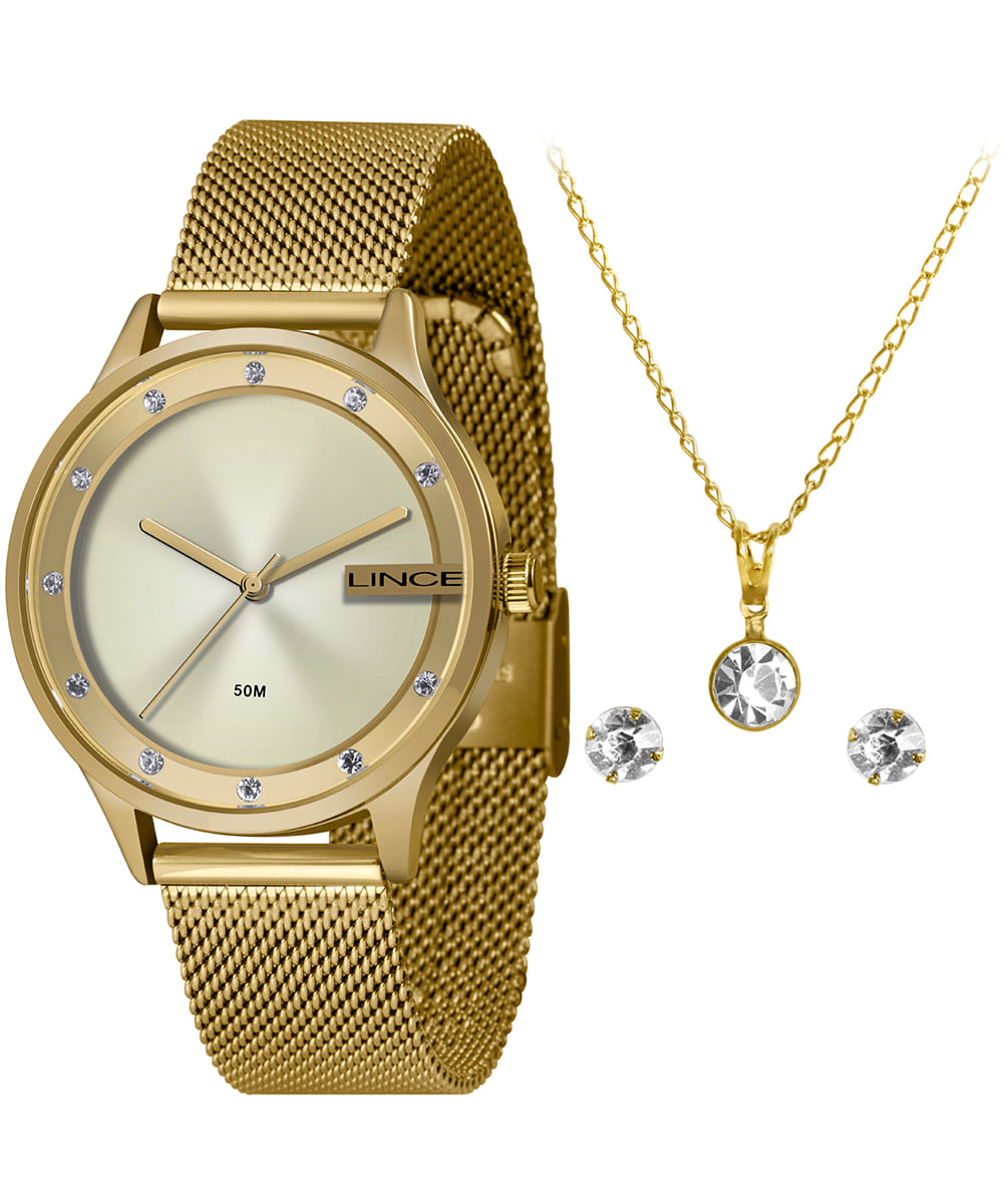 relógio lince lrg4623l ka2pc1kx analógico dourado