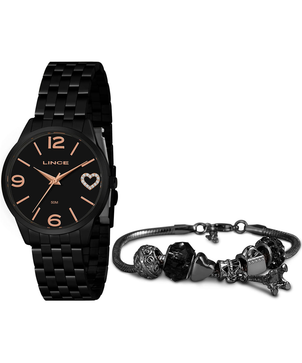 kit relógio feminino lince analógico lrn4717l ka3gp2px preto kit relógio feminino lince analógico lrn4717l ka3gp2px preto