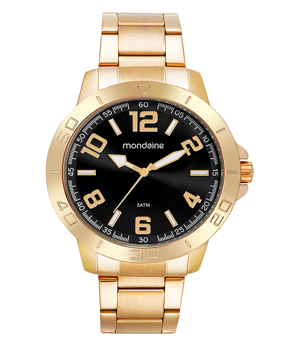 relógio mondaine 99696gpmvde2kb analógico dourado