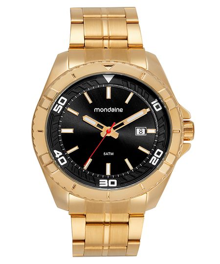 relógio mondaine 32635gpmvde1kf analógico-calendário dourado UNICO