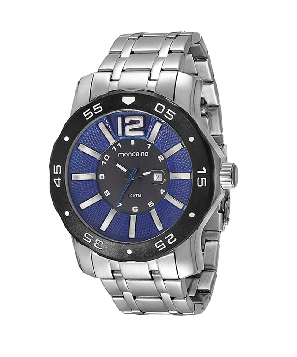 relógio mondaine 94851g0mvna2 analógico-calendário prateado