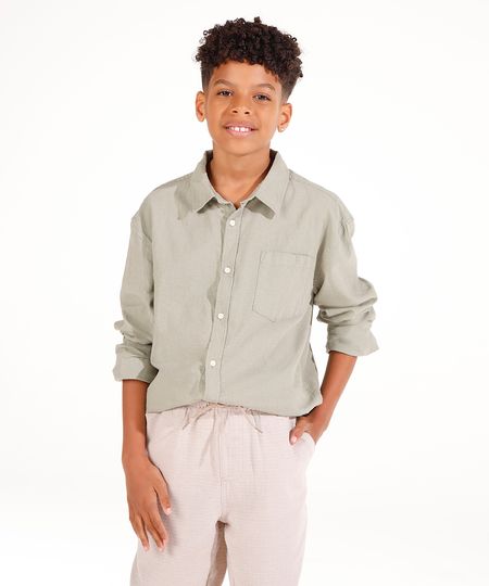 camisa com linho juvenil verde 14 camisa com linho juvenil verde 14