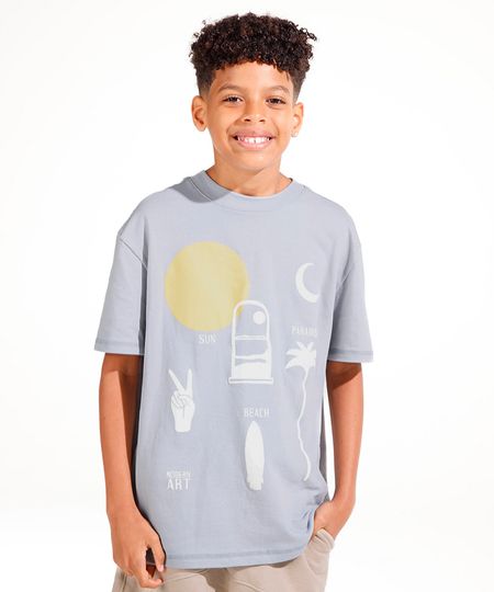 camiseta oversized de algodão juvenil sun azul 14