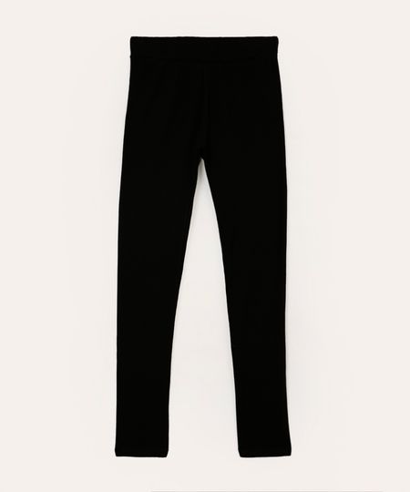 calça legging de algodão juvenil cintura alta preta 16