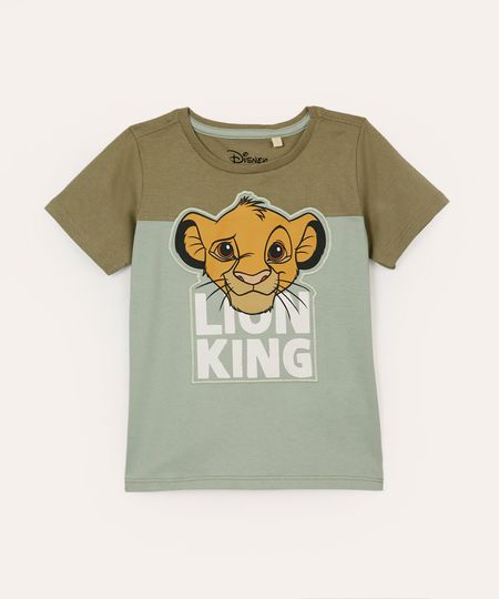 camiseta infantil de algodão simba com recorte manga curta verde 1