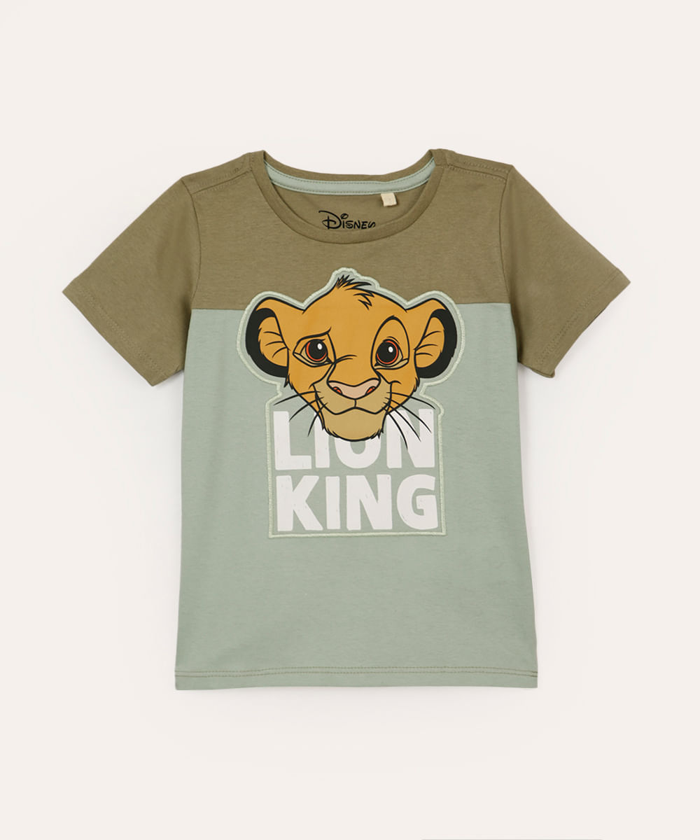 camiseta infantil de algodão simba com recorte manga curta verde