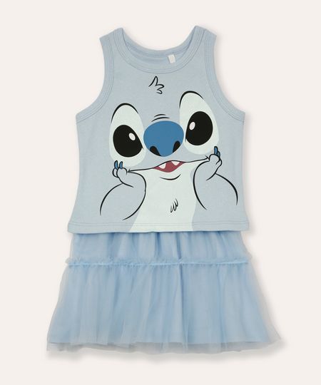 conjunto infantil saia de tule stitch azul 8