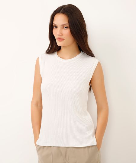 regata de tricot alça larga off white P