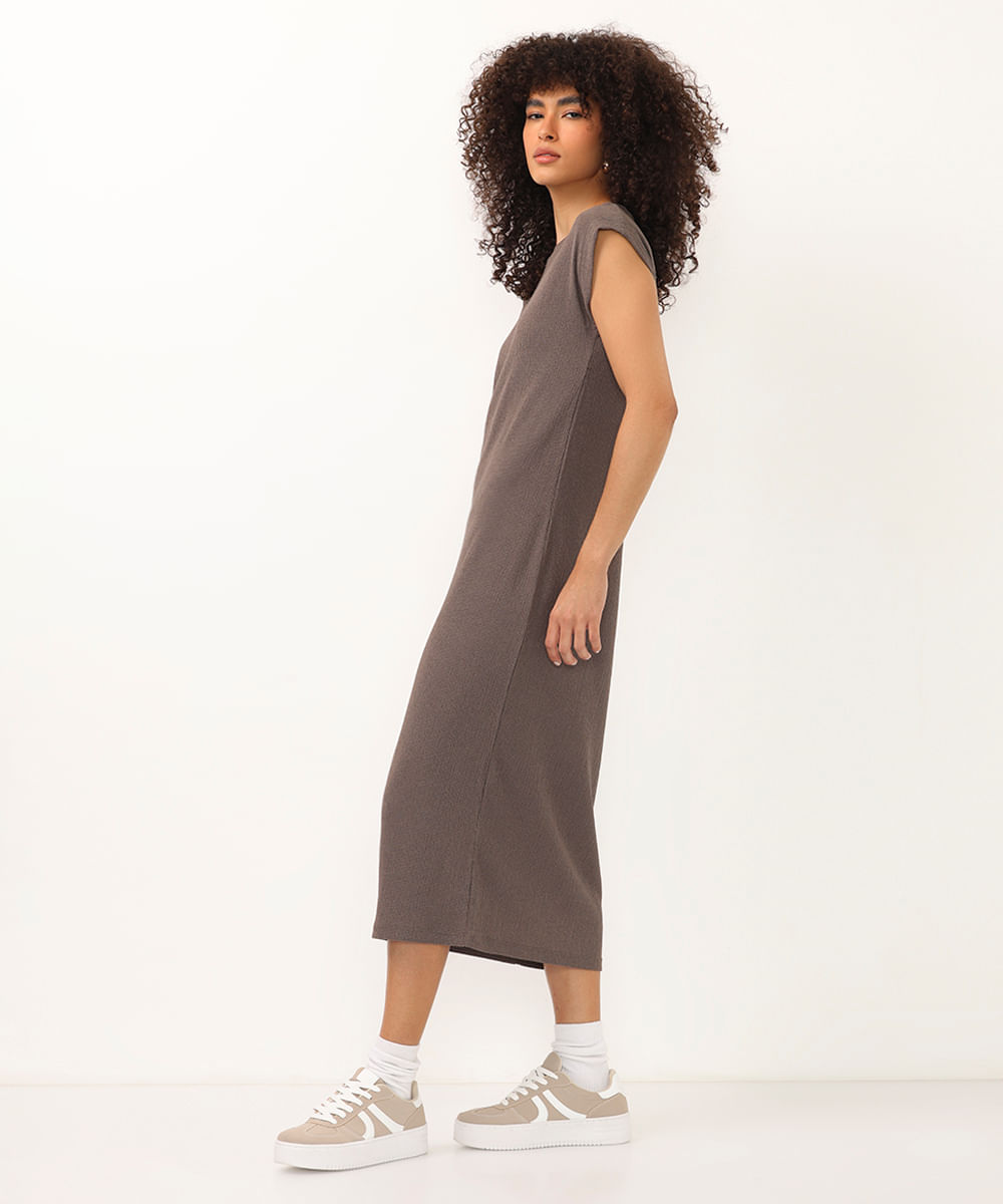 vestido midi muscle tee texturizado cinza