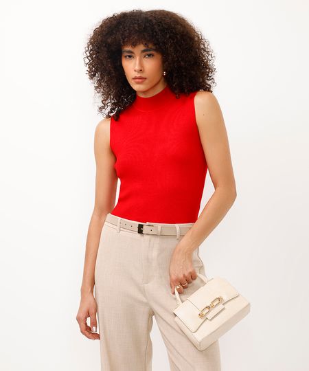 cropped de tricot gola alta vermelho G