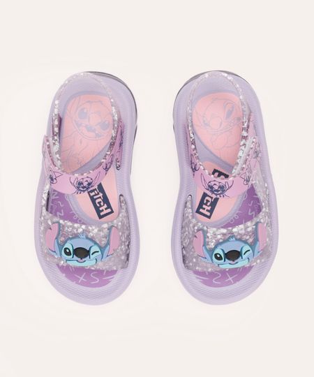 sandália infantil grendene com led stitch lilás 20-21