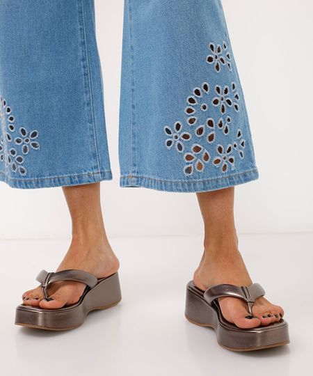 tamanco flatform metalizado via uno prateado 36 tamanco flatform metalizado via uno prateado 36