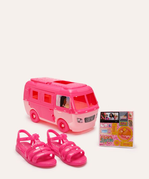sandália grendene infantil com brinde barbie rosa 32-33