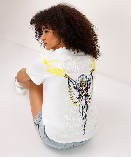 camiseta de algodão tempestade o poder é nosso off white G