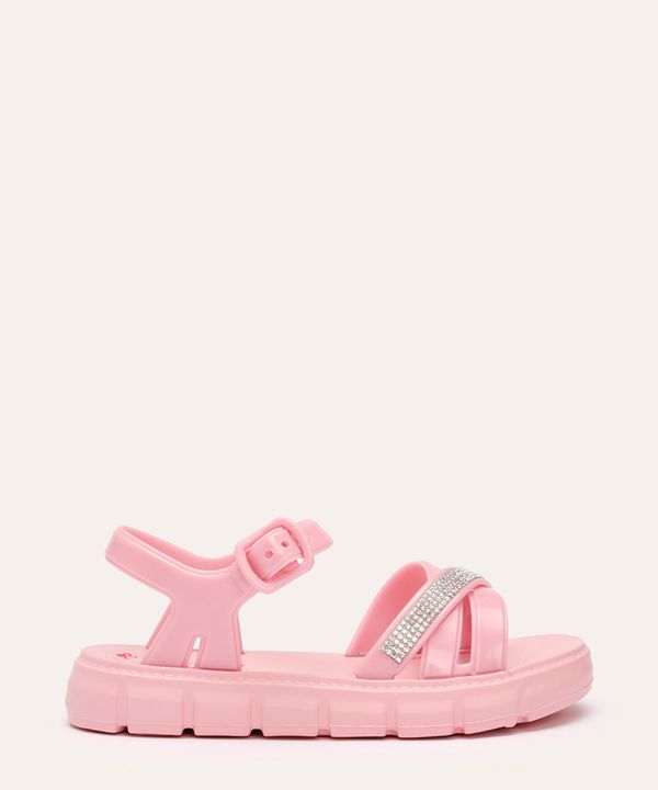 sandália flatfom infantil com brilhos barbie rosa 31