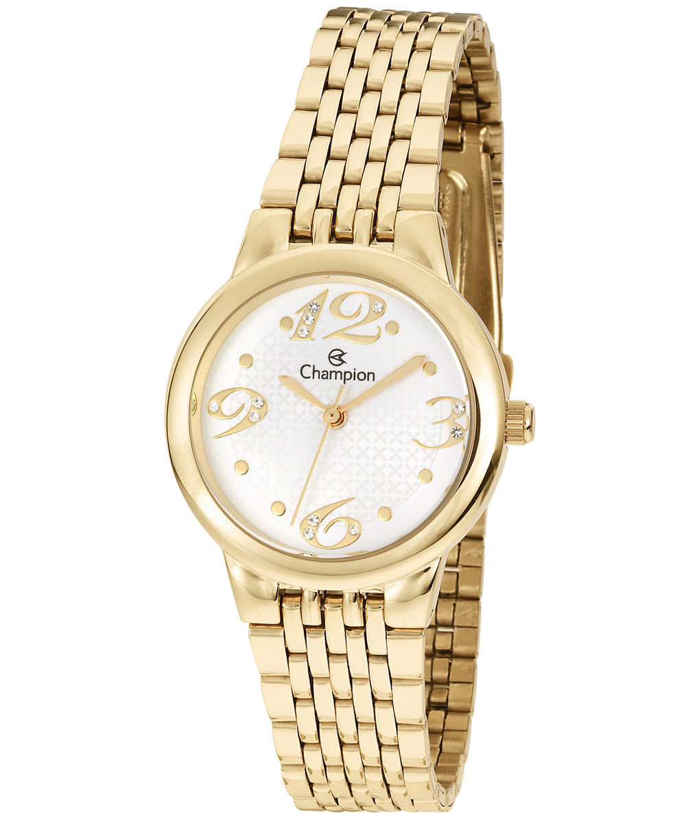 relógio champion ch24919w analógico dourado