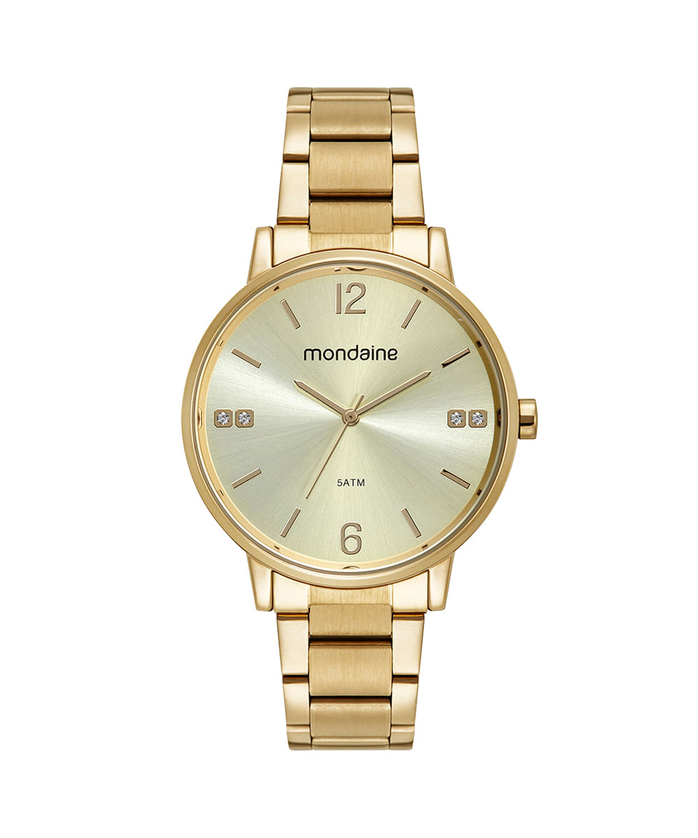 relógio mondaine 32600lpmkde1k1 analógico dourado