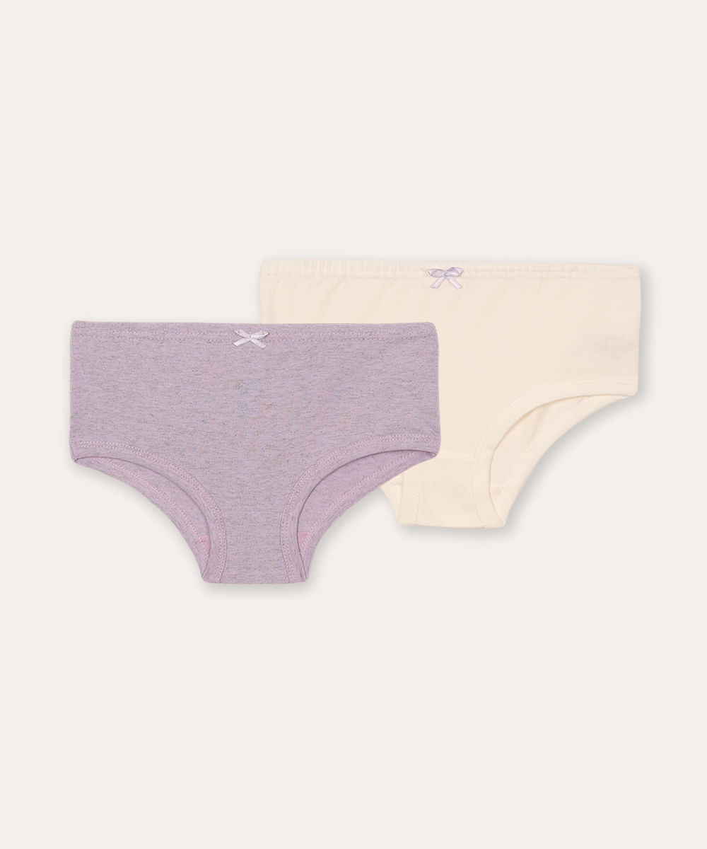kit de 2 calcinhas de algodão infantil colorido