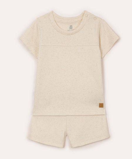 conjunto com linho infantil curto bege 12-18