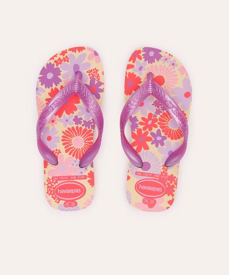 chinelo havaianas infantil flores roxo 29-30 chinelo havaianas infantil flores roxo 29-30