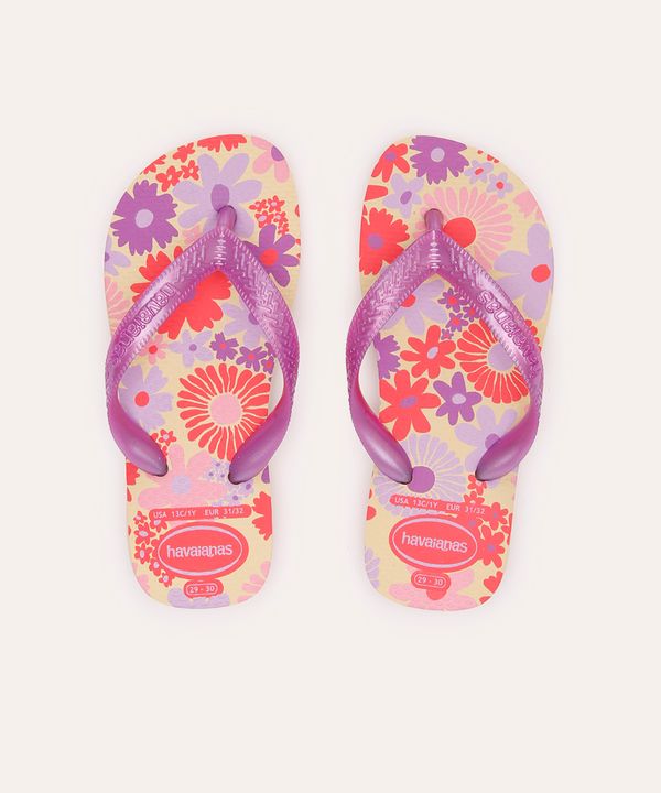 chinelo havaianas infantil flores roxo 27-28