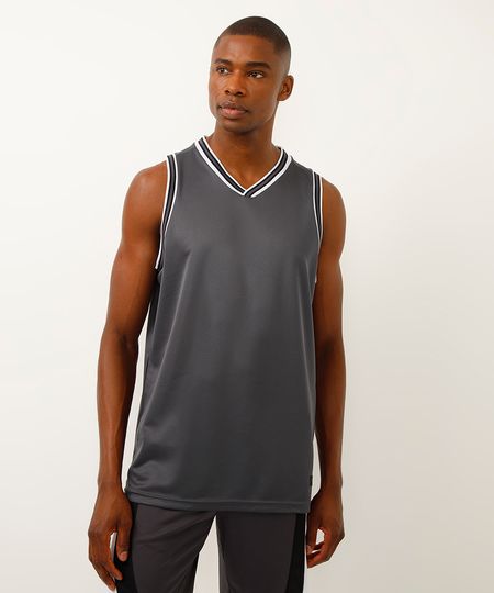 regata basquete decote v esportiva ace cinza M regata basquete decote v esportiva ace cinza M