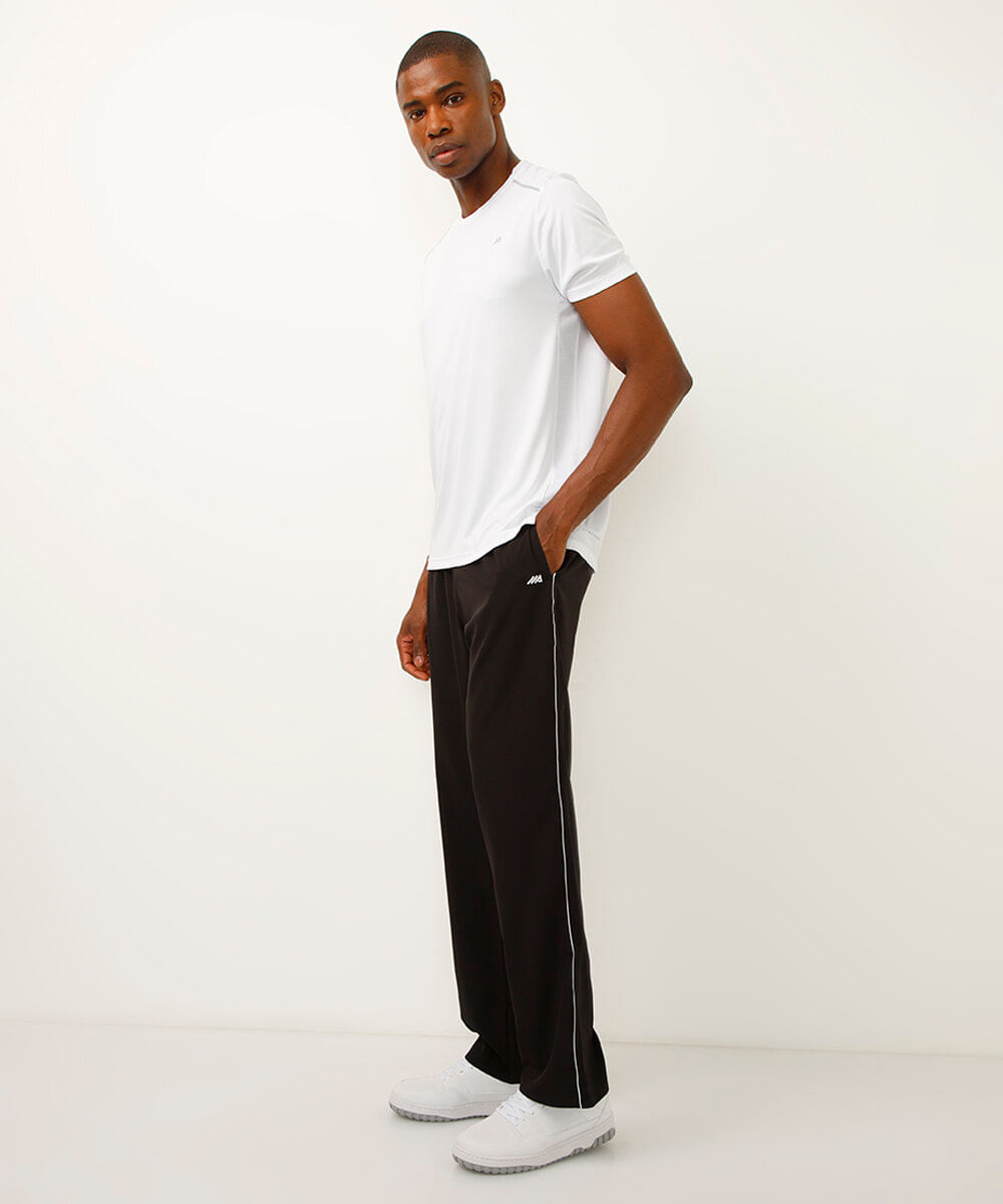 Calça Masculina Esportiva Ace Básica com Vivo Contrastante Preta