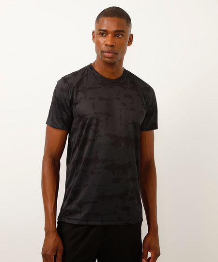 camiseta manga raglan camuflada esportiva ace preta P camiseta manga raglan camuflada esportiva ace preta P