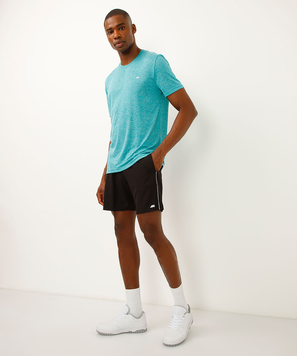 short cós com elástico e nervuras esportivo preto