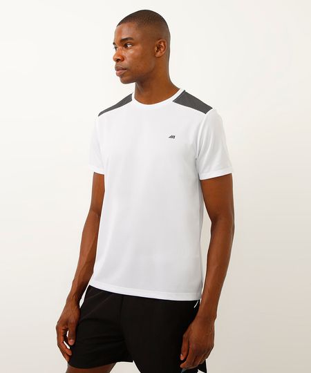 camiseta masculina esportiva ace manga curta com recorte bicolor - branco P camiseta masculina esportiva ace manga curta com recorte bicolor - branco P