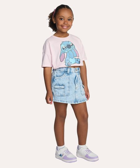 blusa de algodão infantil disney stitch com paetê manga curta rosa neon - rosa claro 8 blusa de algodão infantil disney stitch com paetê manga curta rosa neon - rosa claro 8