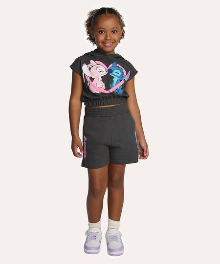 conjunto de moletom infantil angel e stitch cinza 6