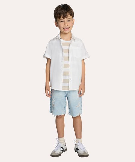 bermuda jeans infantil destroyed azul claro 4